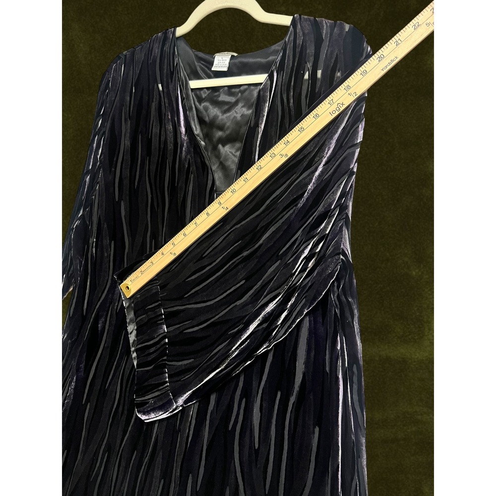 Neiman Marcus VTG 90s/Y2K Velvet Burnout Silk Blend Witchy Duster Robe Black L - Picture 4 of 8